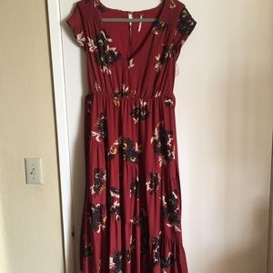 Free People All I Got Red Floral Maxi Dress